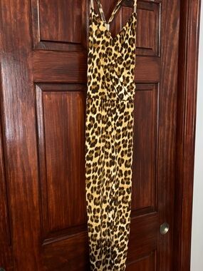 Leopard Print Slip Jumpsuit - Gold & Black